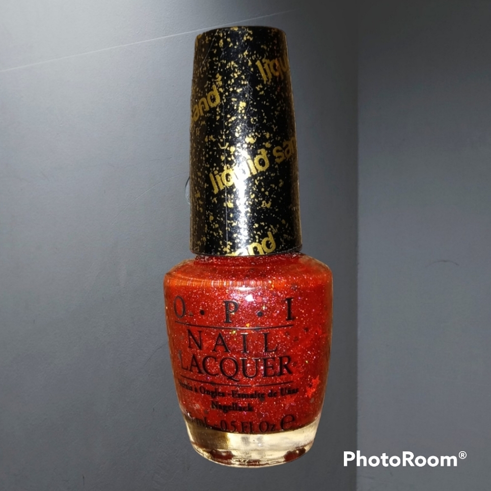 RARE! OPI Liquid Sand The Impossible Red Glitter Stars Nail Lacquer 0.5 Fl Oz